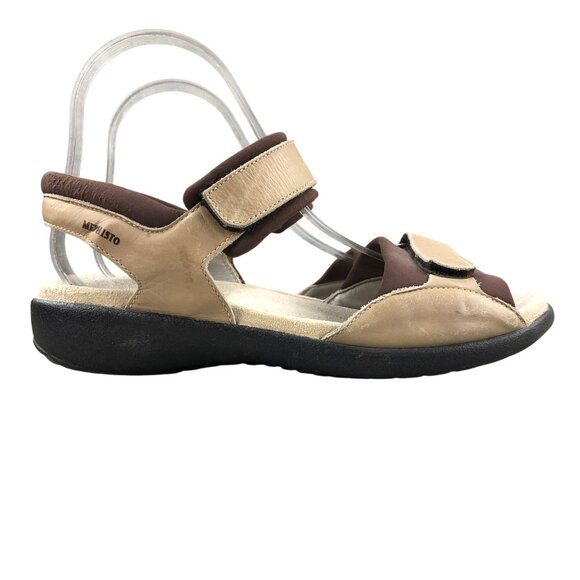 Mephisto Women's Size 38 (8) Tan Brown Leather Hook & Loop Casual Sandals FAIR - Picture 1 of 16